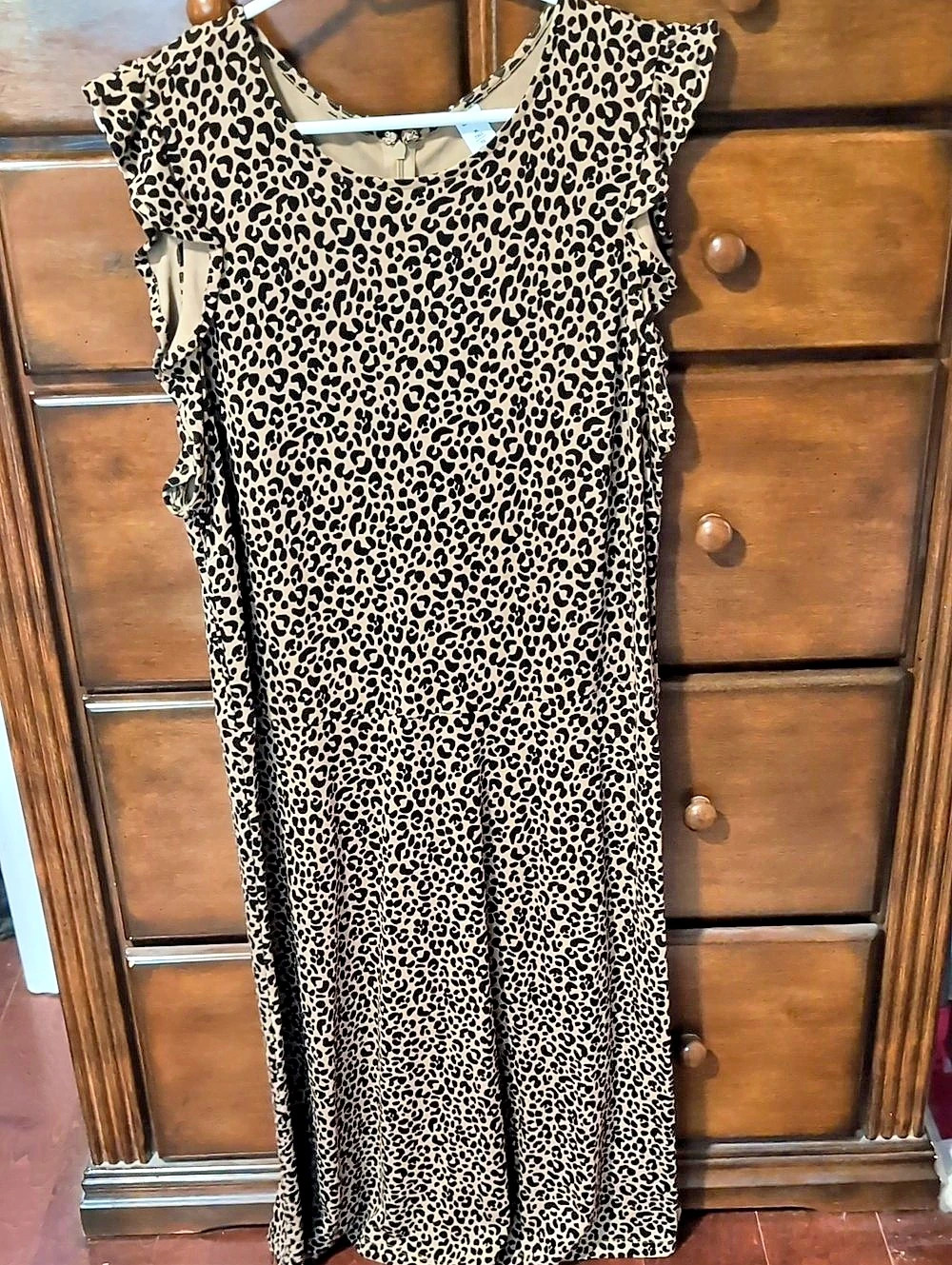 Animal Print Midi Dress in Brown & Black Like New